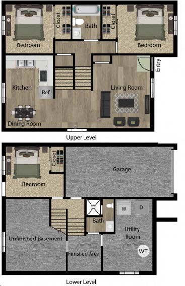 Floor plan for 3 beds, 2 baths, 1800 sqft